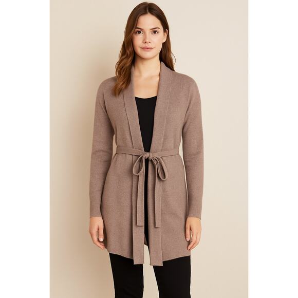Barefoot Dreams Cardigan Women's Medium Taupe Belted‎ CozyChic Ultra Lite Knit - Picture 1 of 13